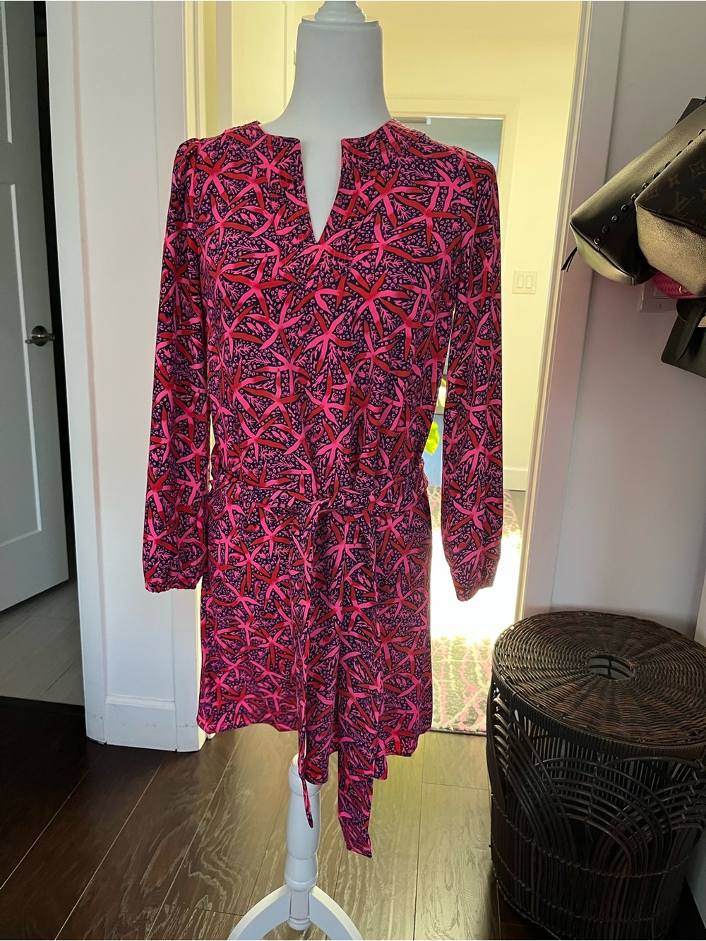Lilly Pulitzer Hot Pink & Black Starfish-Print Long-Sleeve Dress